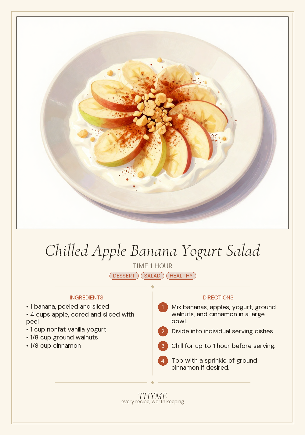 Chilled Apple Banana Yogurt Salad