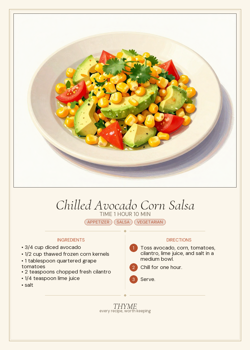 Chilled Avocado Corn Salsa