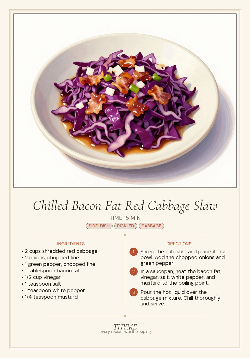 Chilled Bacon Fat Red Cabbage Slaw