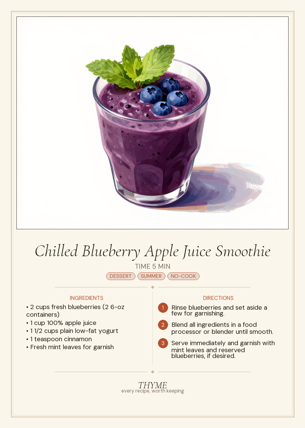 Chilled Blueberry Apple Juice Smoothie