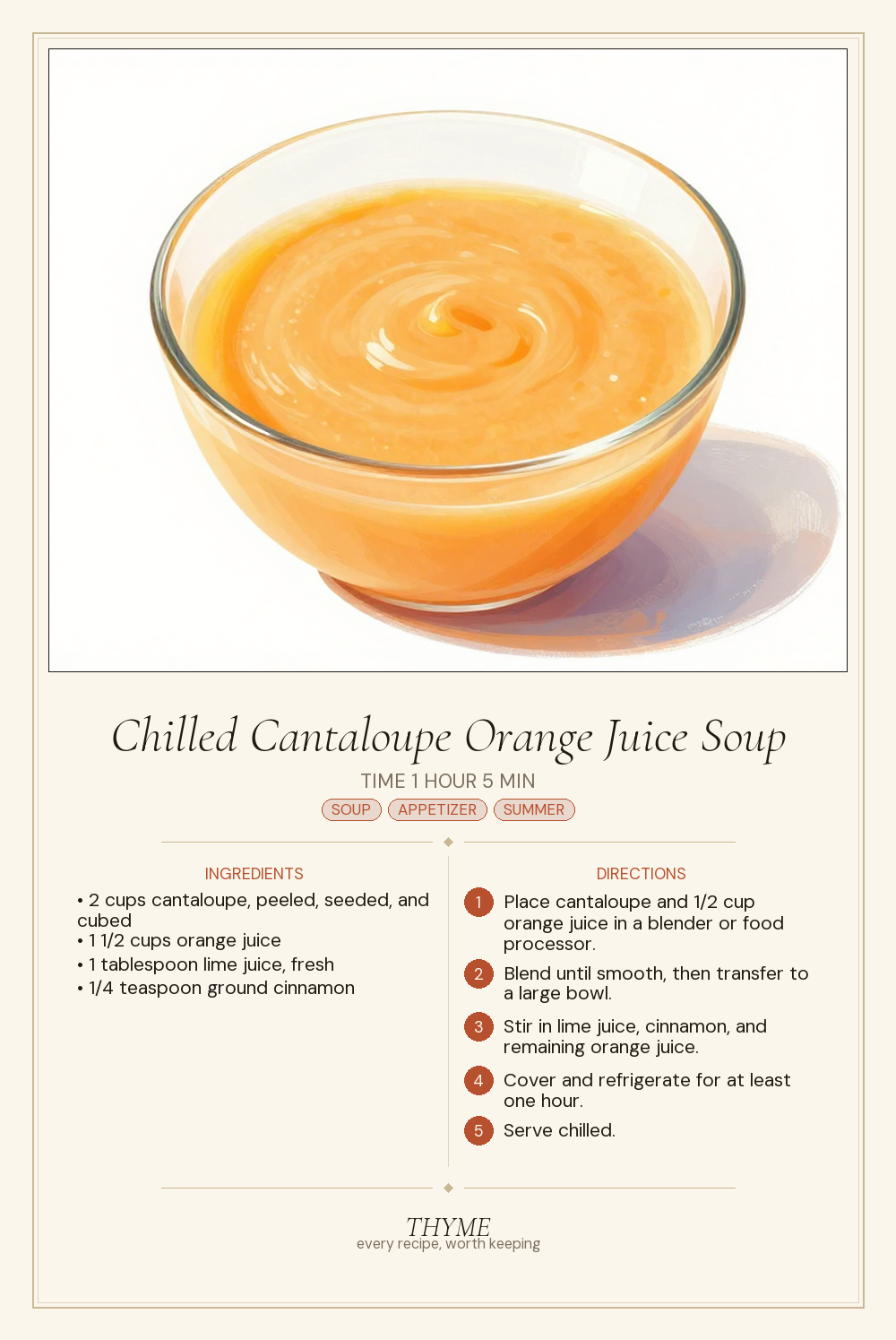Chilled Cantaloupe Orange Juice Soup