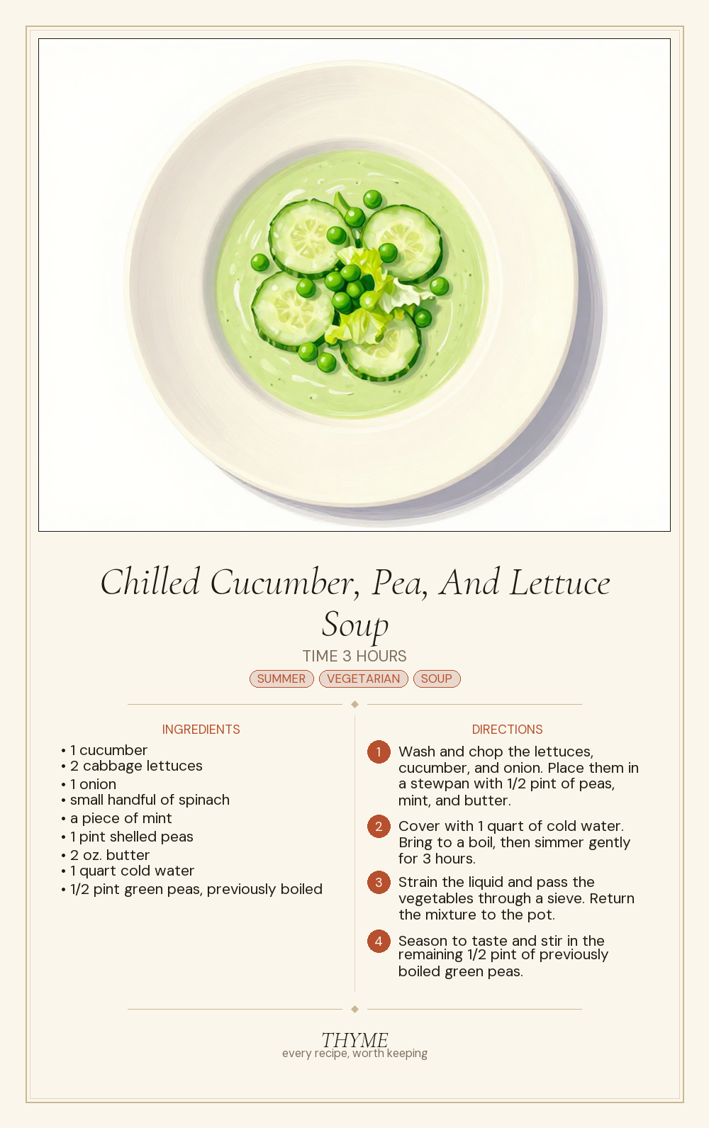 Chilled Cucumber, Pea, And Lettuce Soup