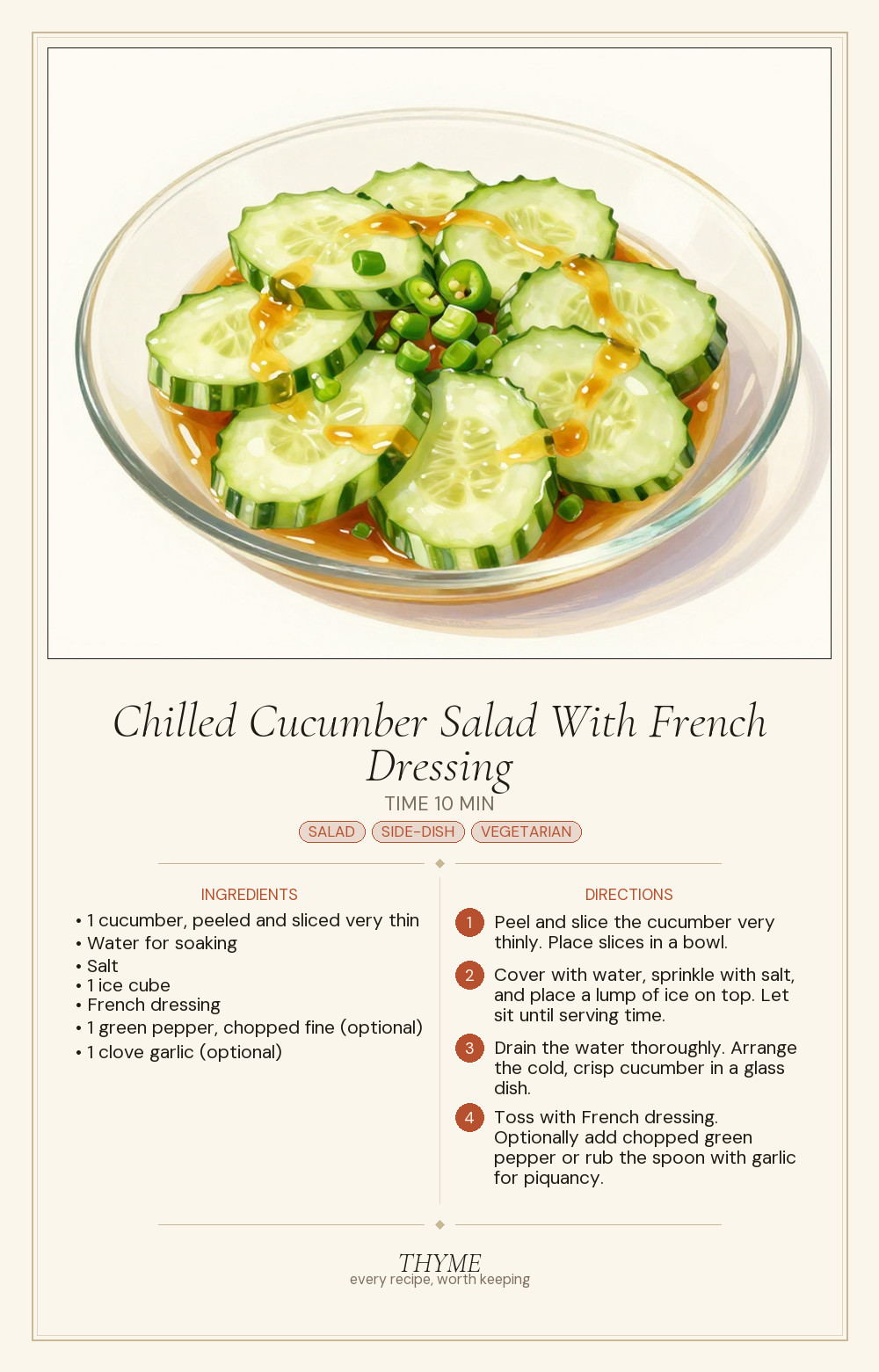 Chilled Cucumber Salad With French Dressing
