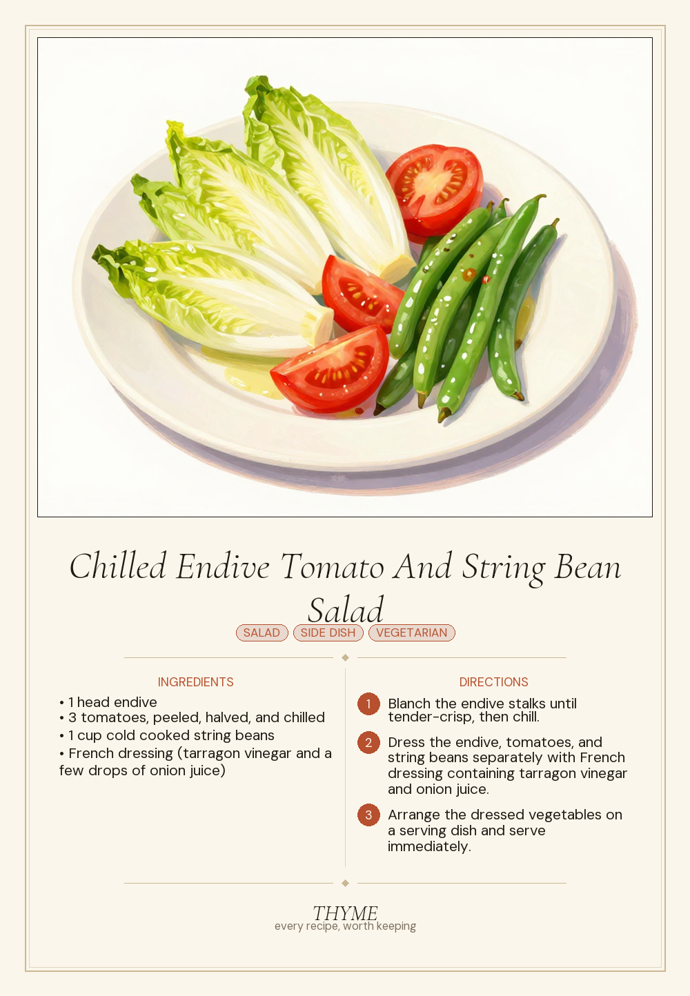 Chilled Endive Tomato And String Bean Salad