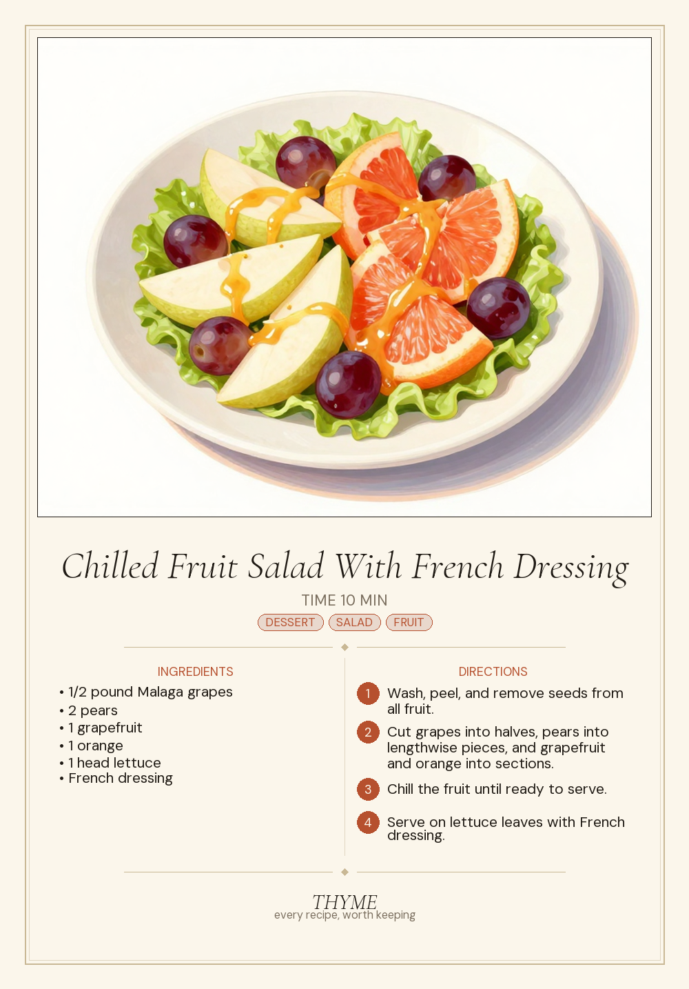 Chilled Fruit Salad With French Dressing
