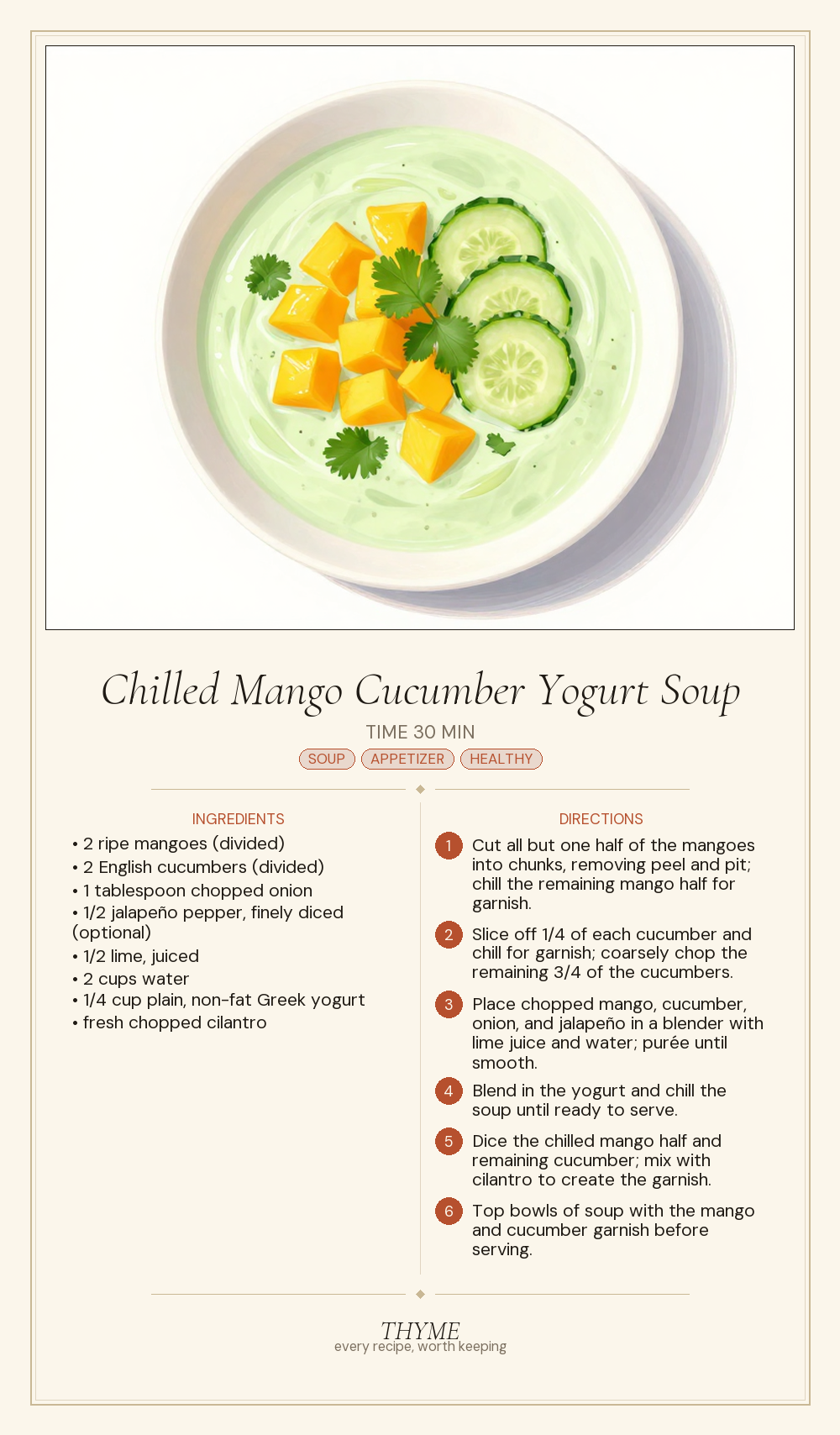 Chilled Mango Cucumber Yogurt Soup