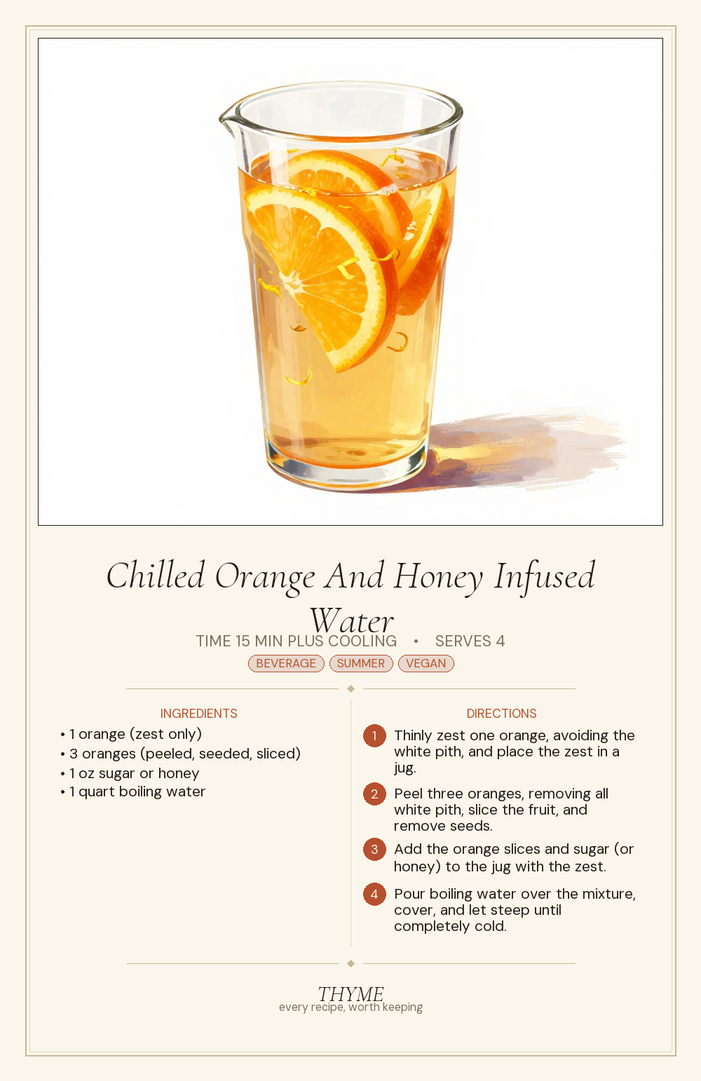 Chilled Orange And Honey Infused Water