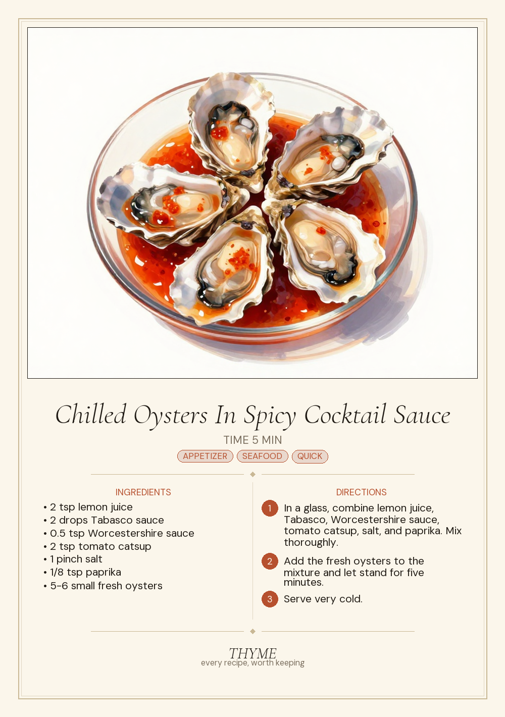 Chilled Oysters In Spicy Cocktail Sauce