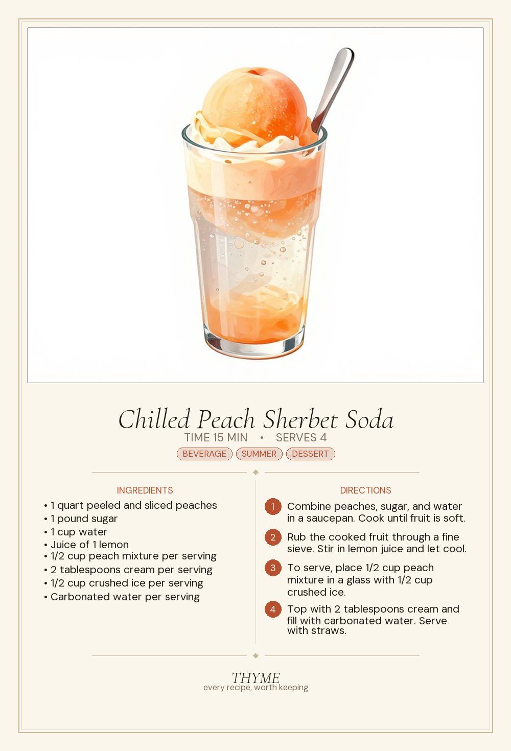Chilled Peach Sherbet Soda