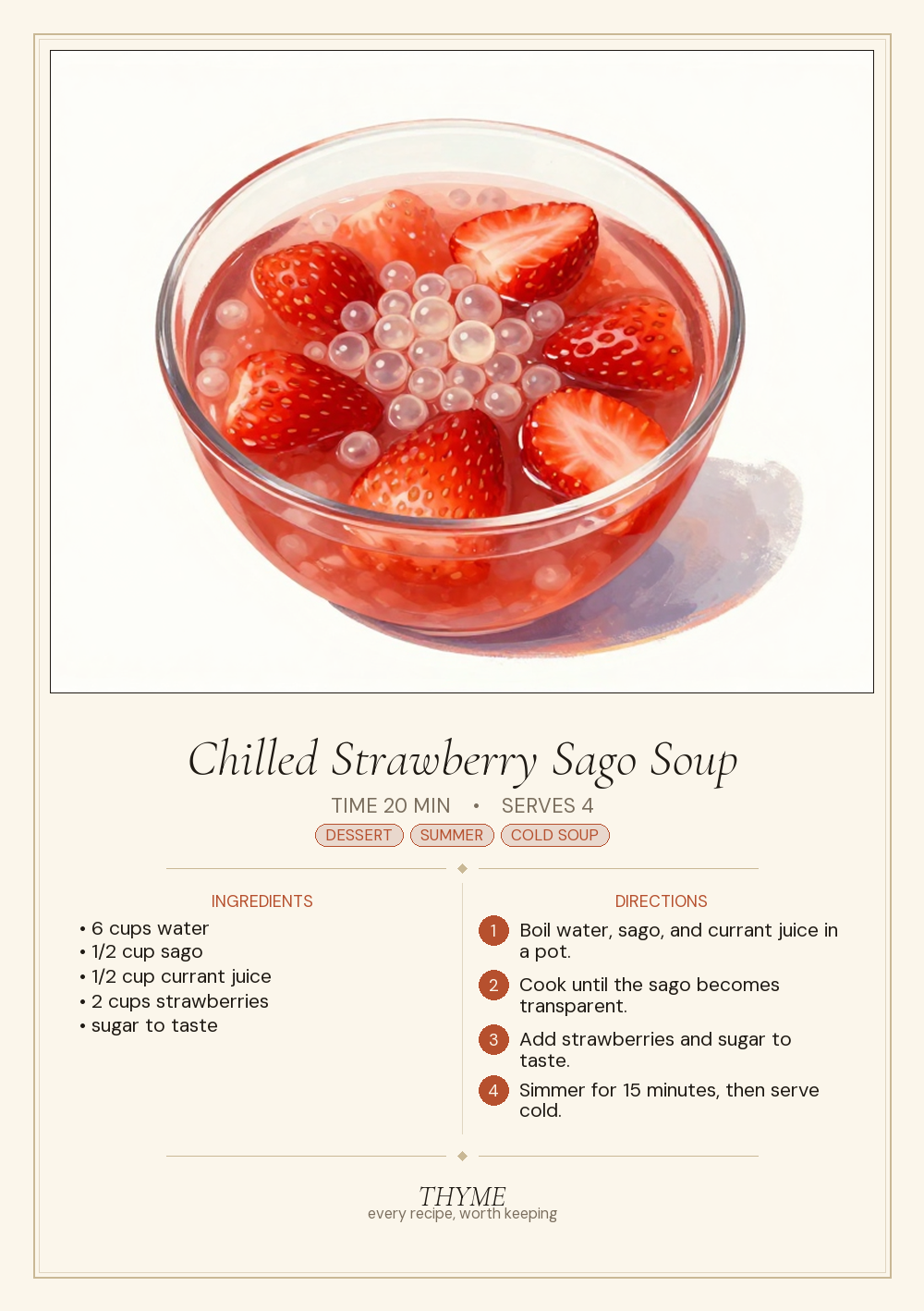 Chilled Strawberry Sago Soup
