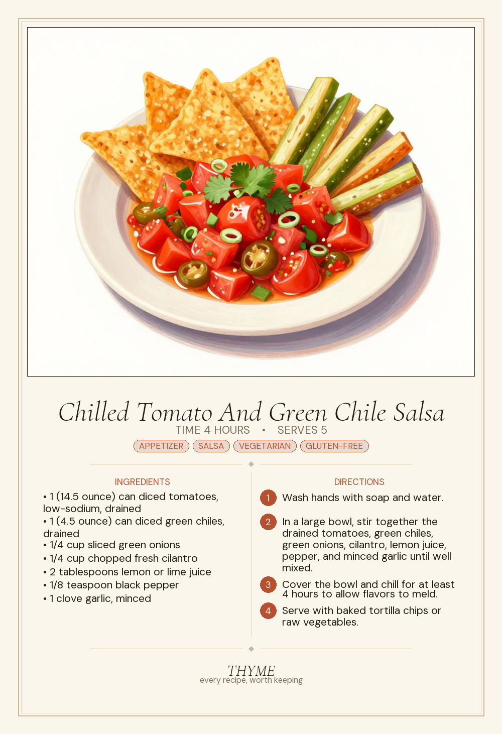 Chilled Tomato And Green Chile Salsa