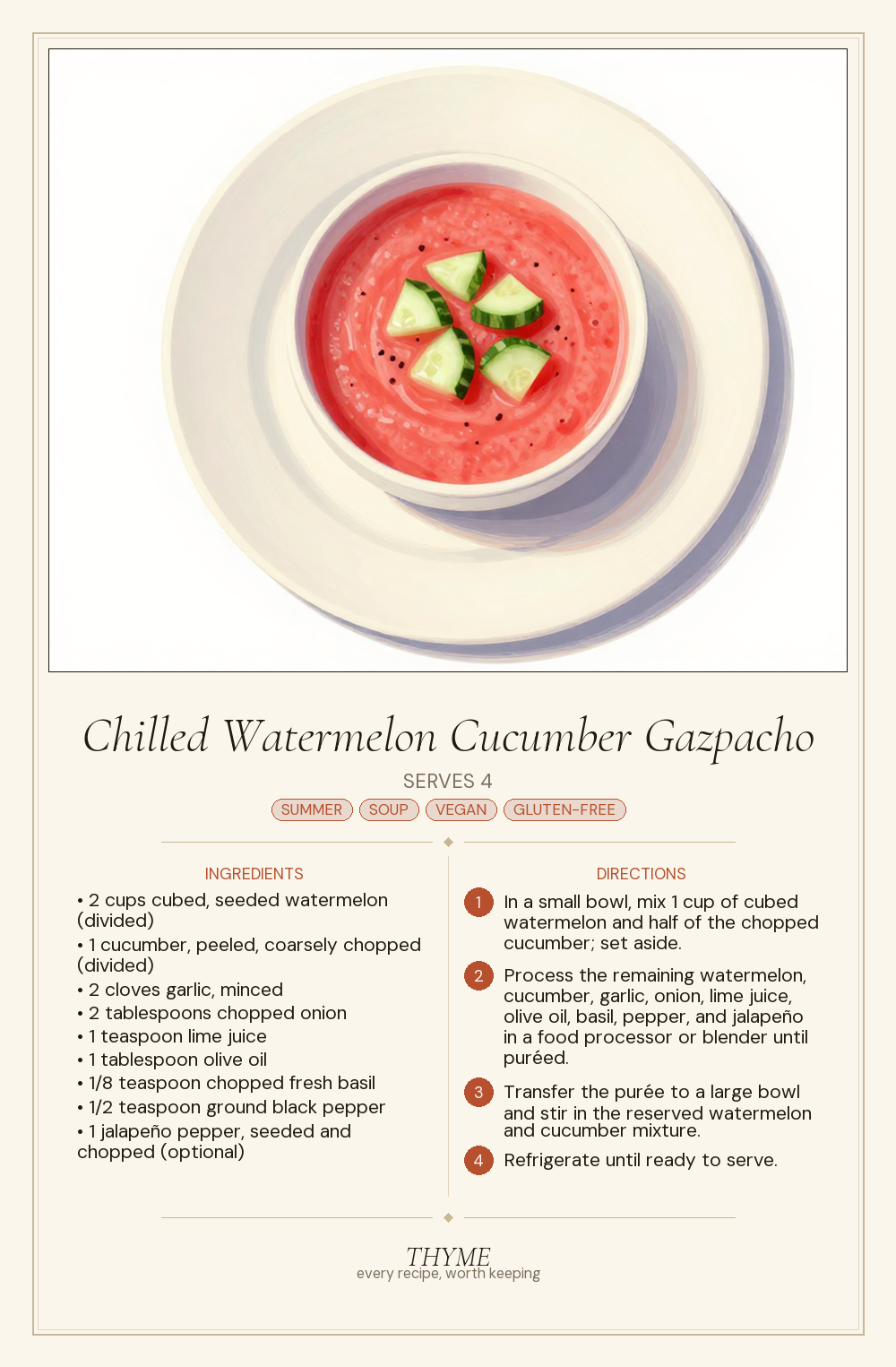 Chilled Watermelon Cucumber Gazpacho