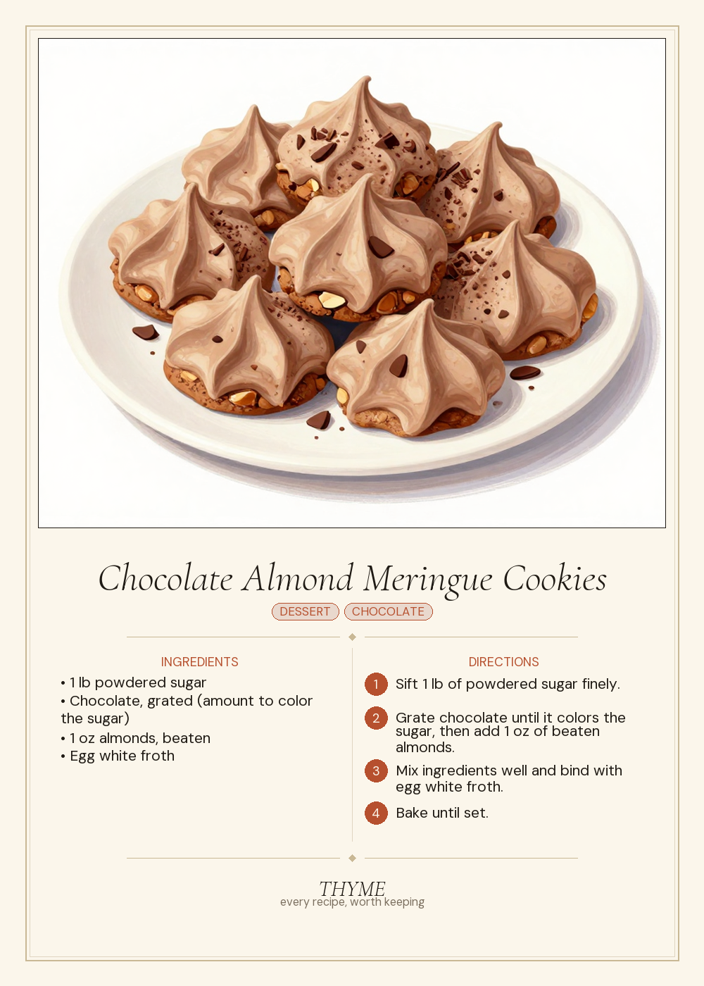 Chocolate Almond Meringue Cookies