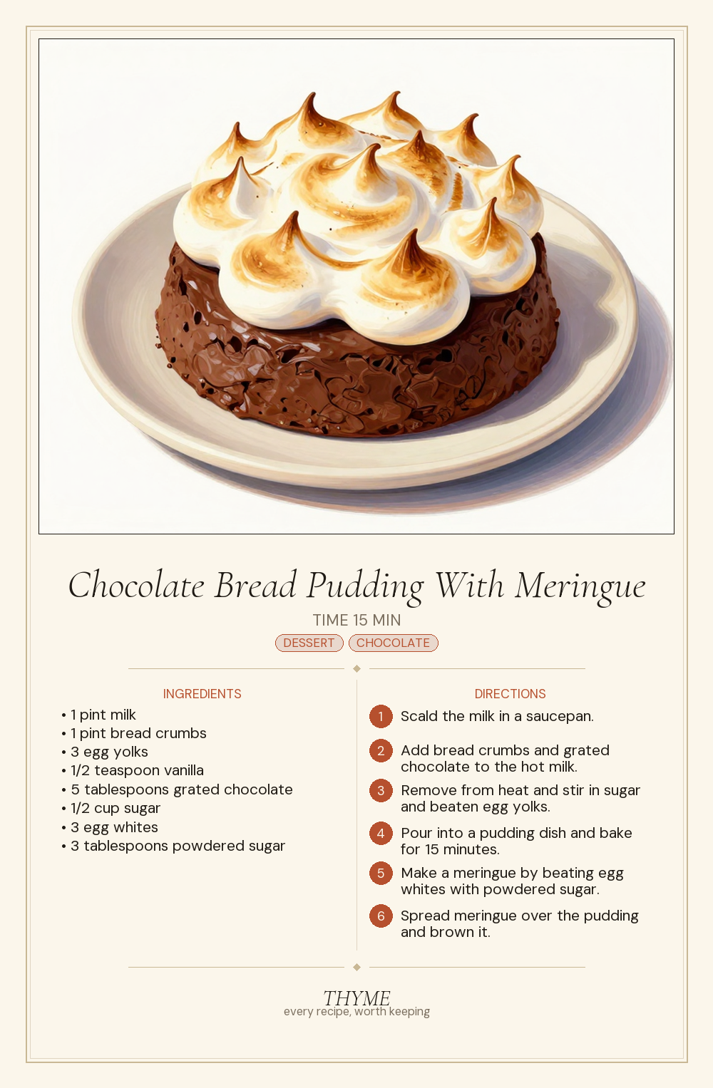Chocolate Bread Pudding With Meringue