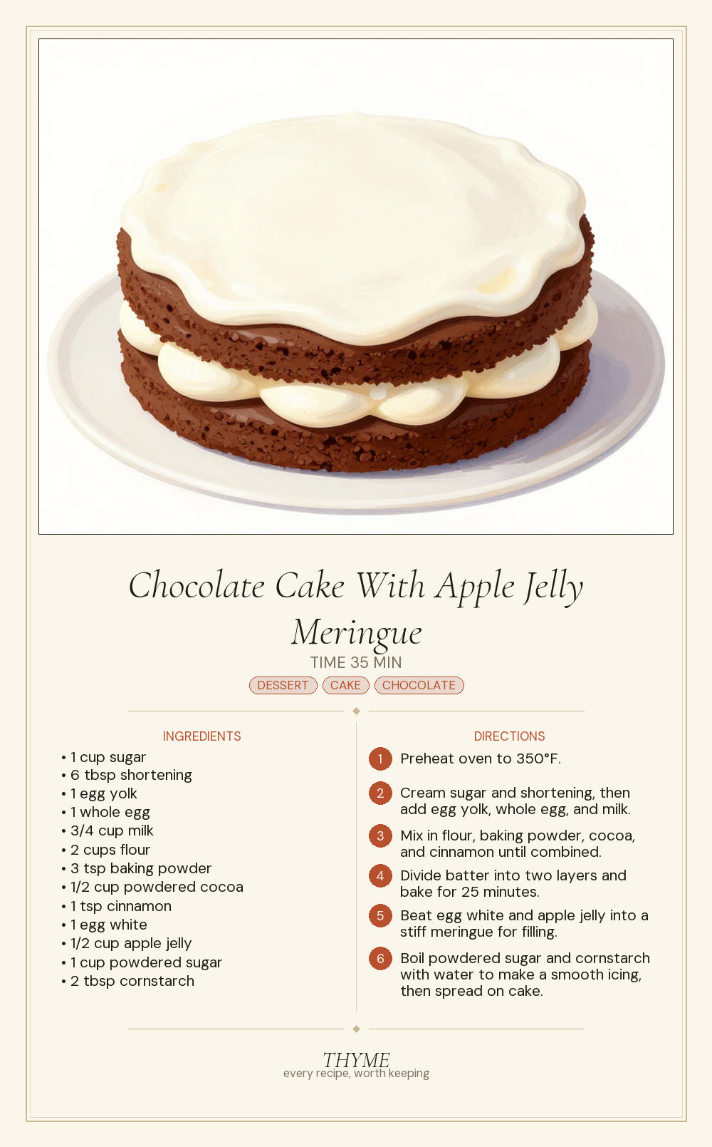 Chocolate Cake With Apple Jelly Meringue
