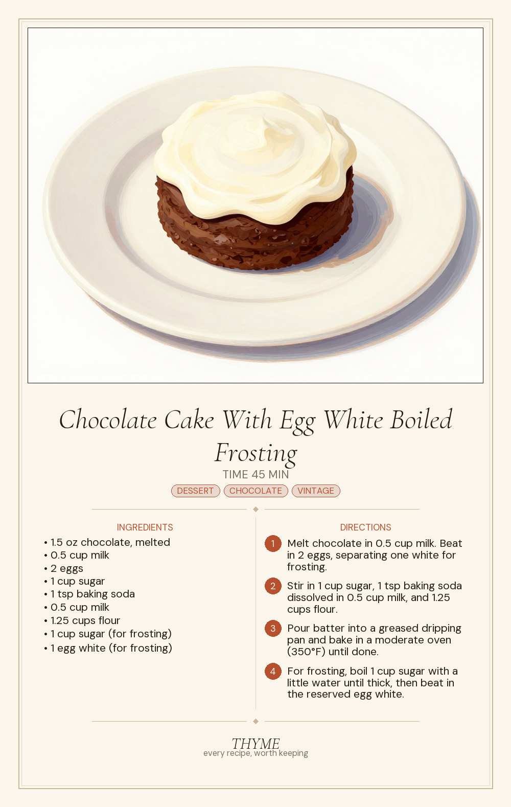 Chocolate Cake With Egg White Boiled Frosting