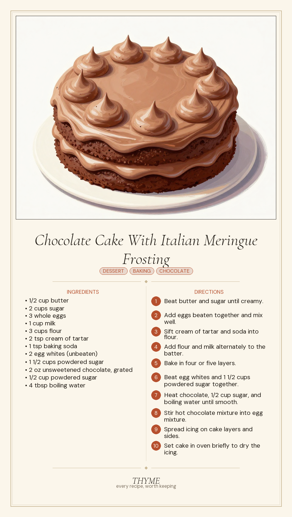 Chocolate Cake With Italian Meringue Frosting