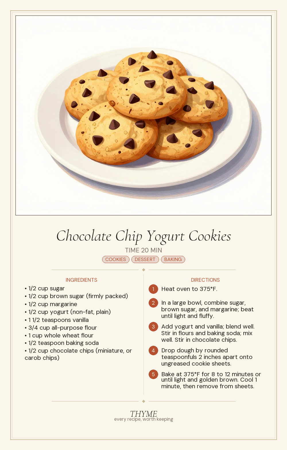 Chocolate Chip Yogurt Cookies