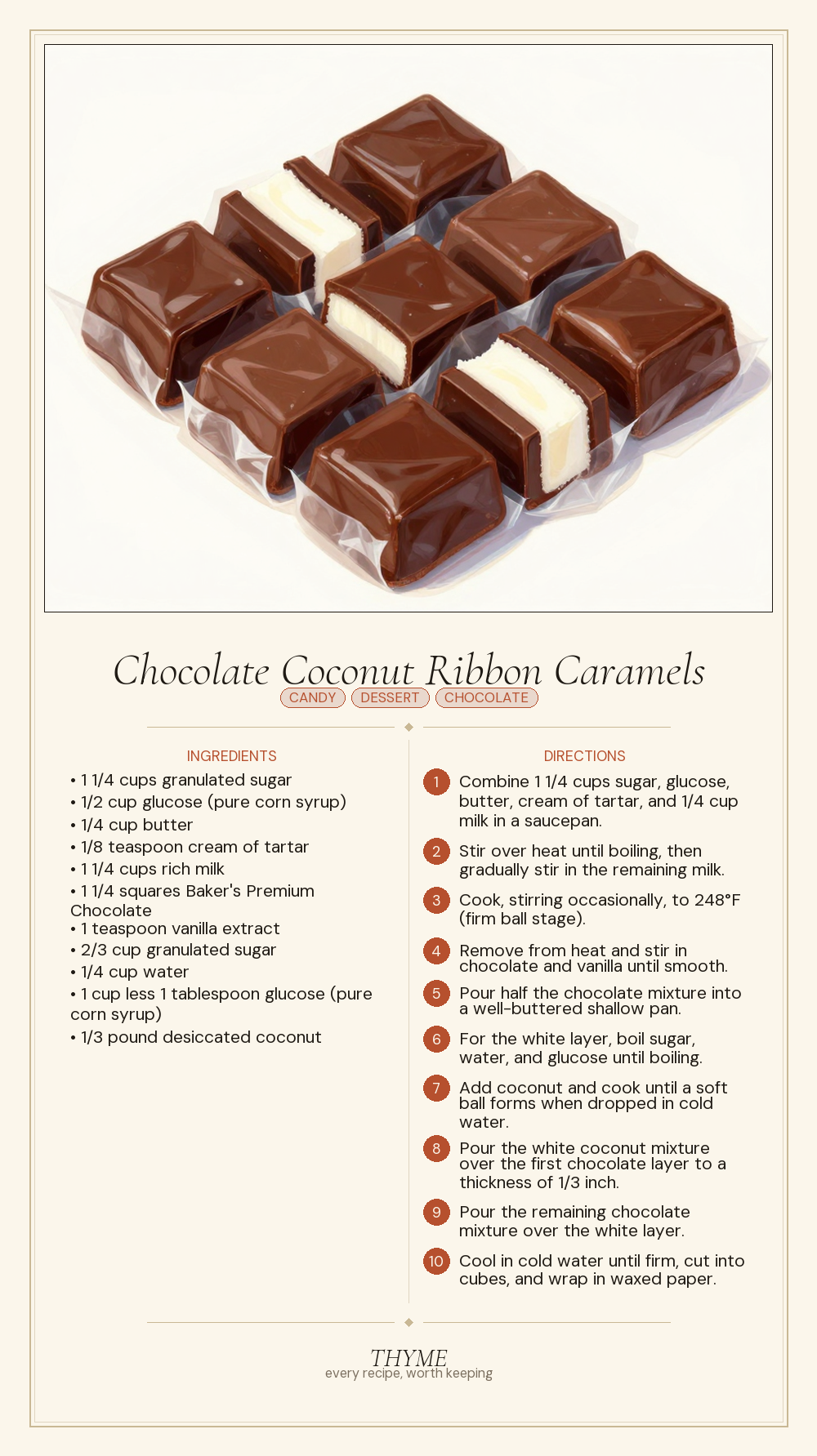 Chocolate Coconut Ribbon Caramels