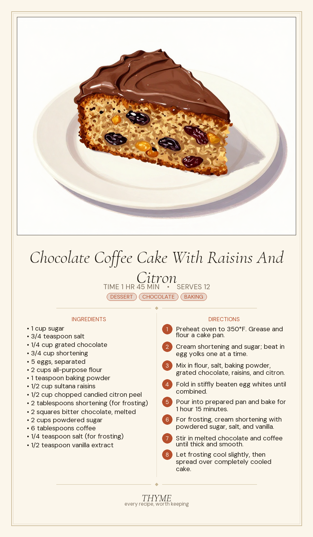 Chocolate Coffee Cake With Raisins And Citron