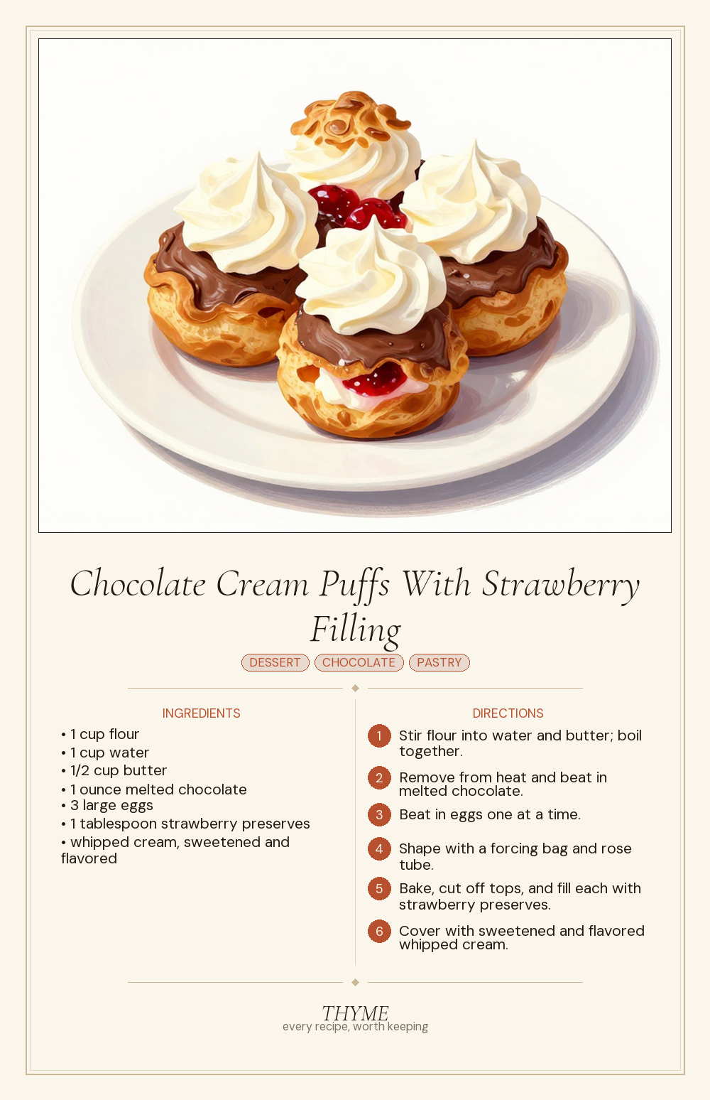 Chocolate Cream Puffs With Strawberry Filling