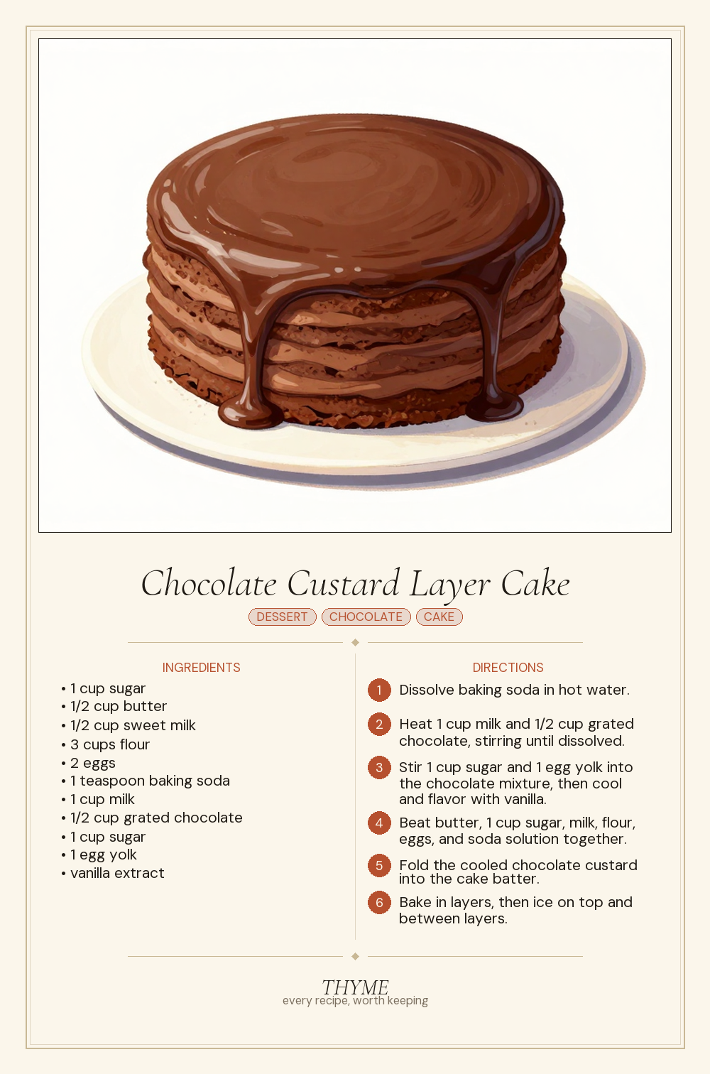 Chocolate Custard Layer Cake