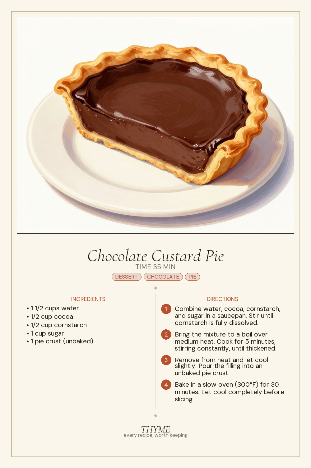 Chocolate Custard Pie