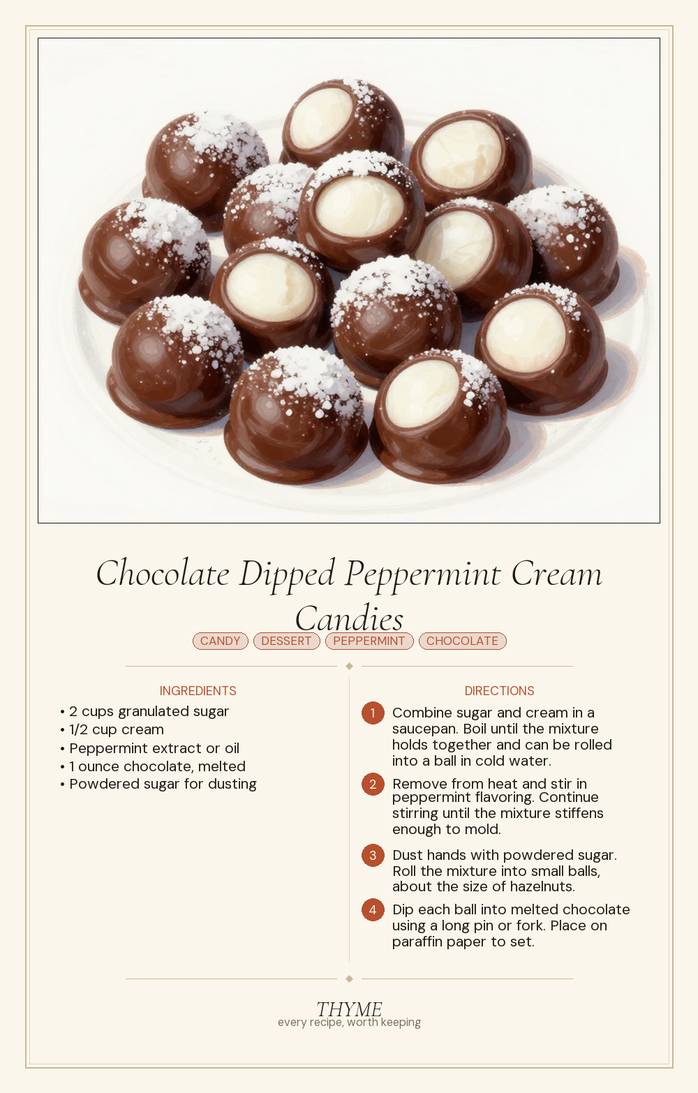 Chocolate Dipped Peppermint Cream Candies