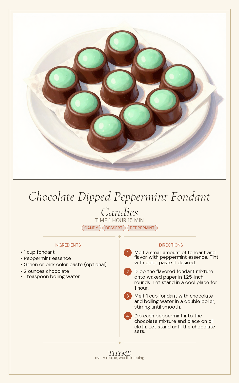 Chocolate Dipped Peppermint Fondant Candies