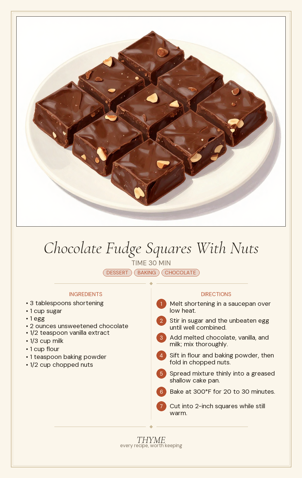 Chocolate Fudge Squares With Nuts