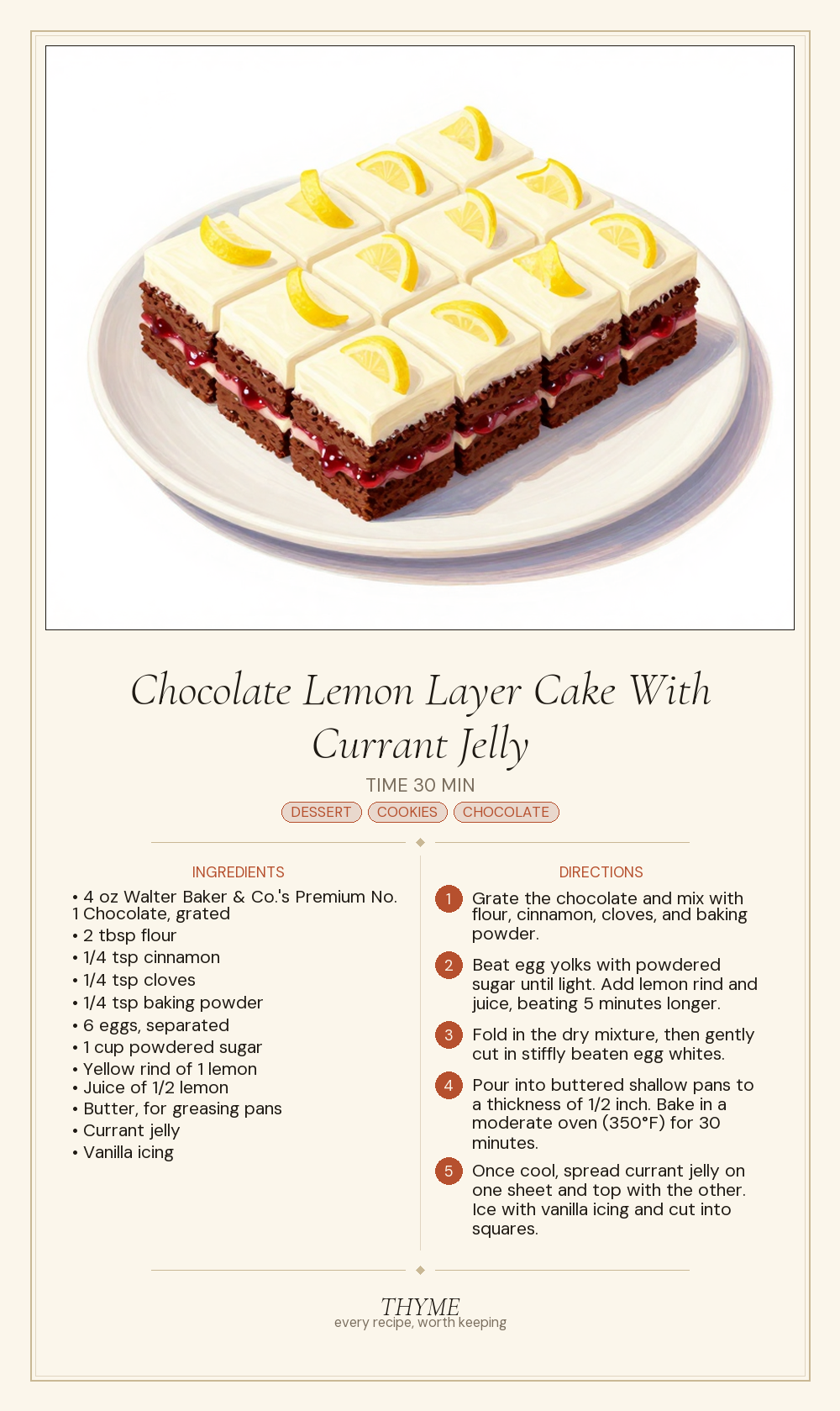 Chocolate Lemon Layer Cake With Currant Jelly