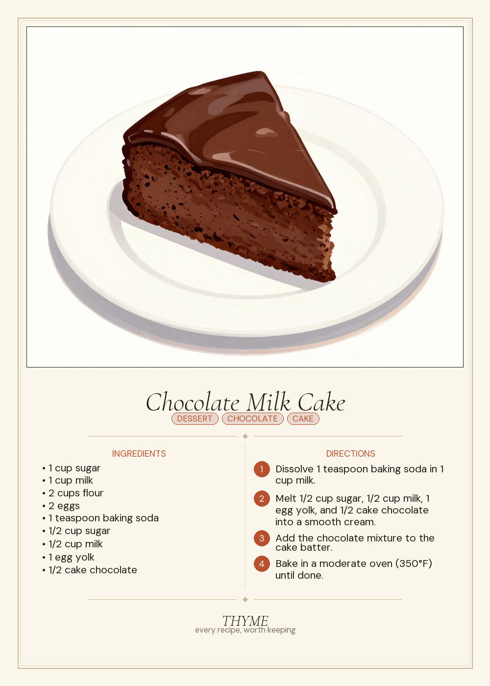 Chocolate Milk Cake