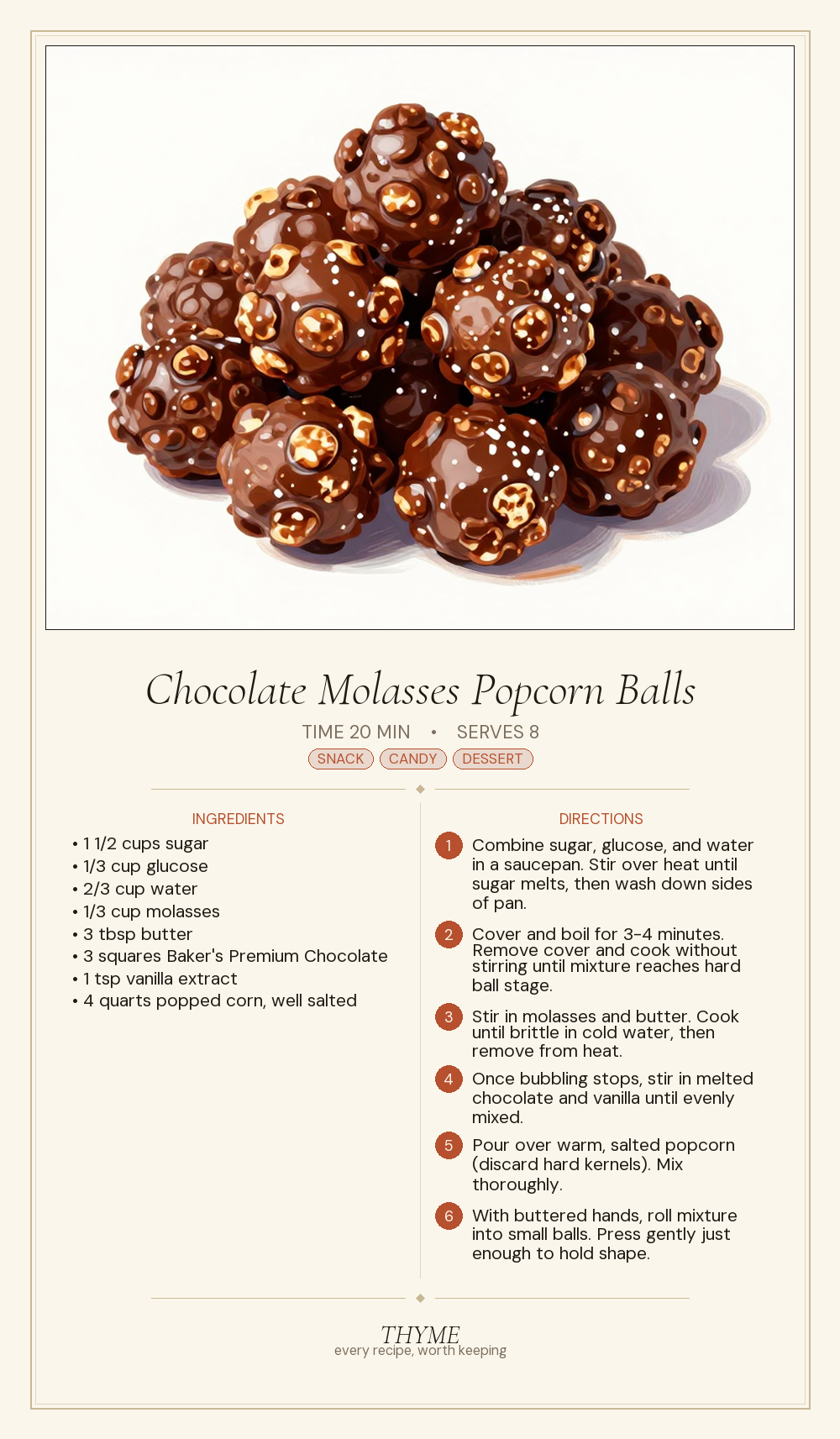 Chocolate Molasses Popcorn Balls