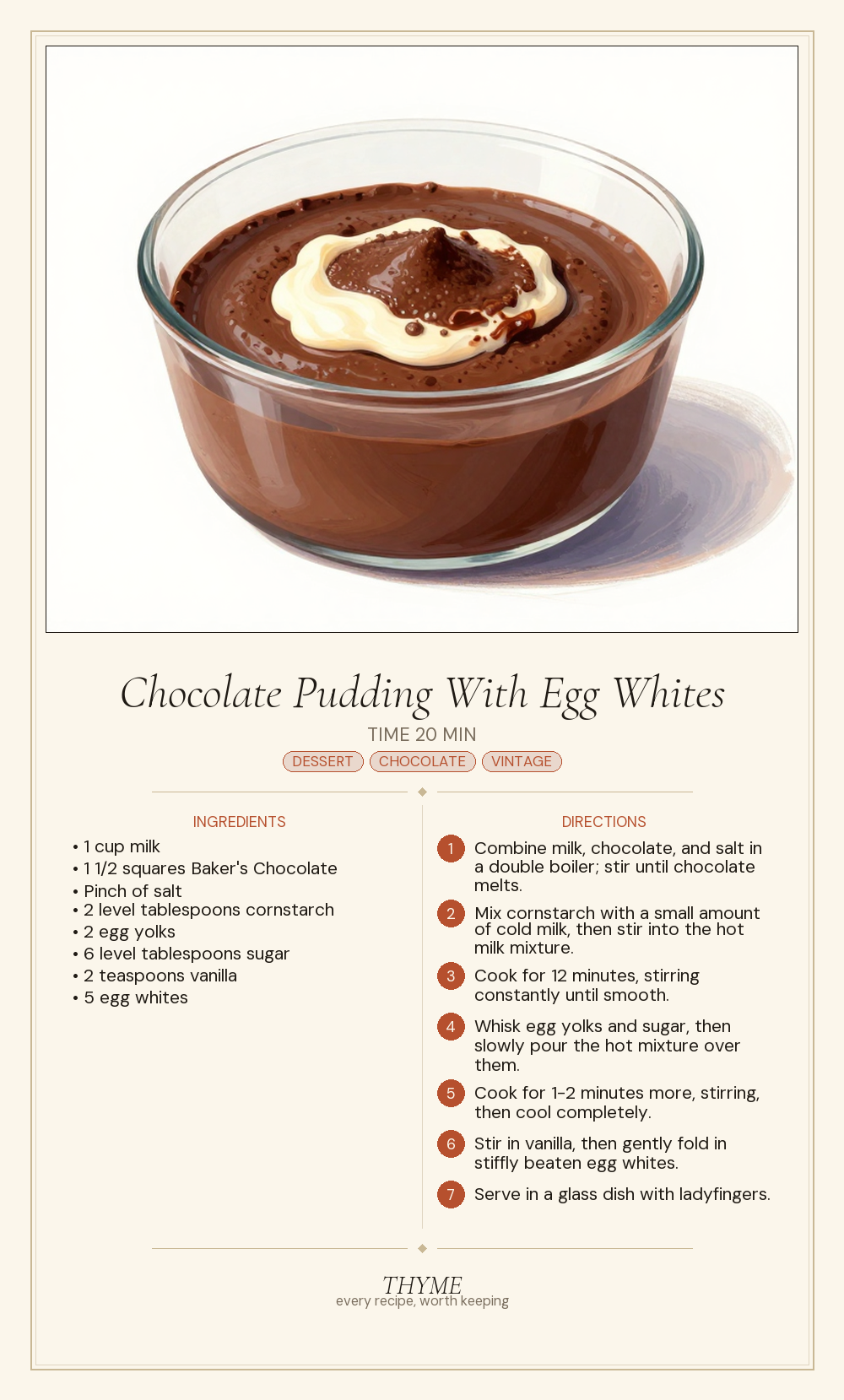 Chocolate Pudding With Egg Whites