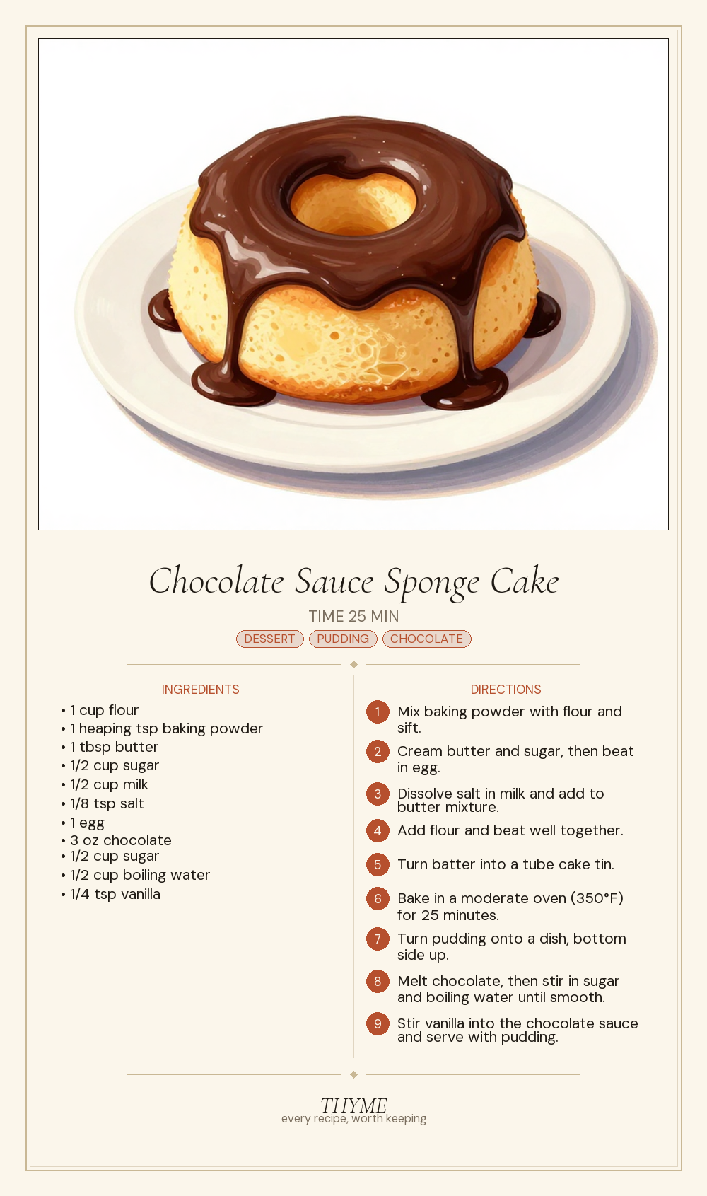 Chocolate Sauce Sponge Cake