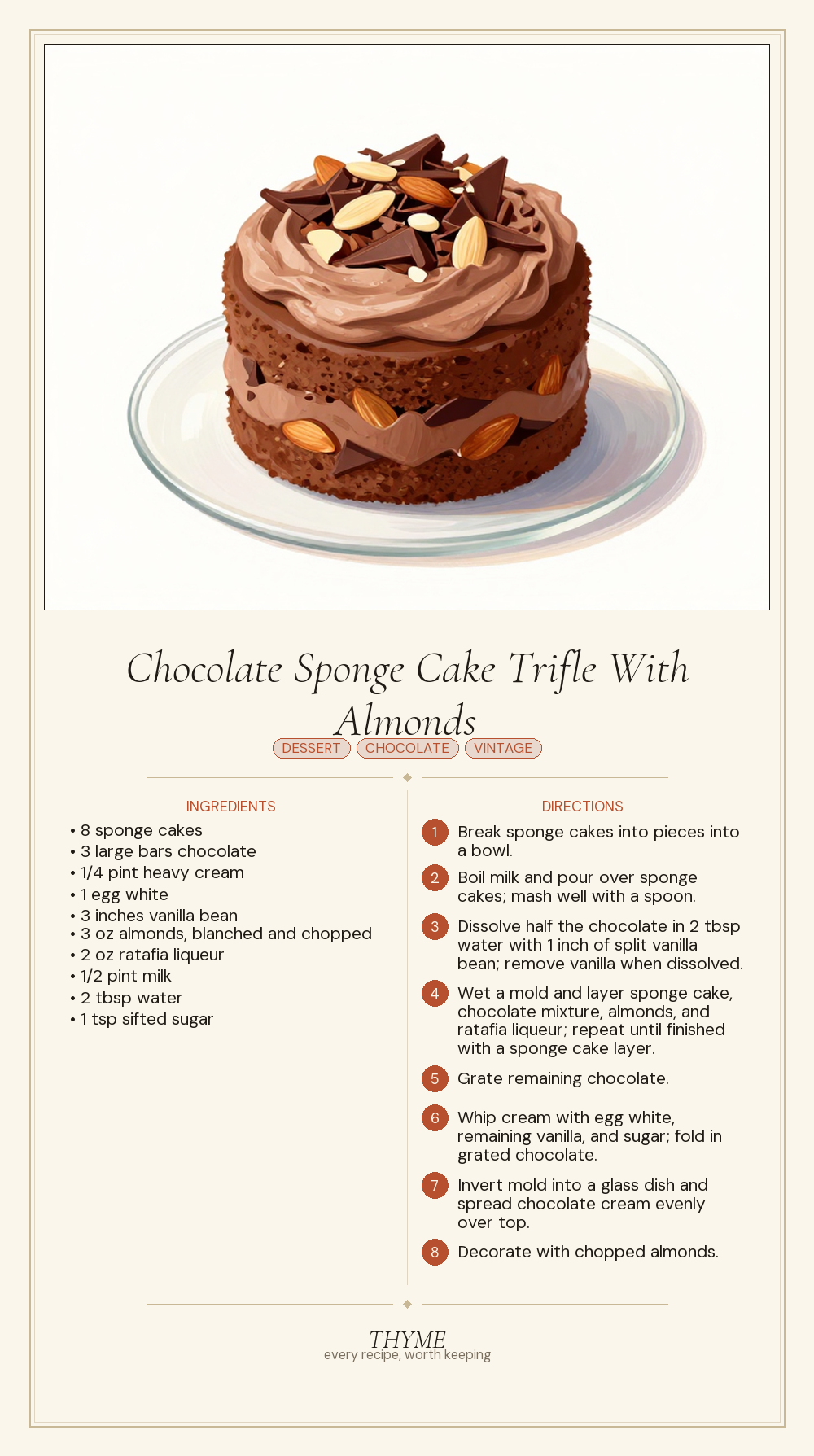 Chocolate Sponge Cake Trifle With Almonds
