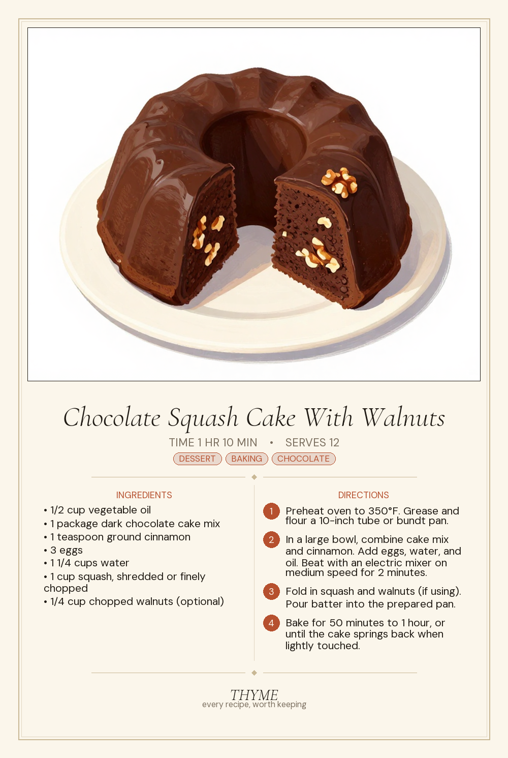 Chocolate Squash Cake With Walnuts