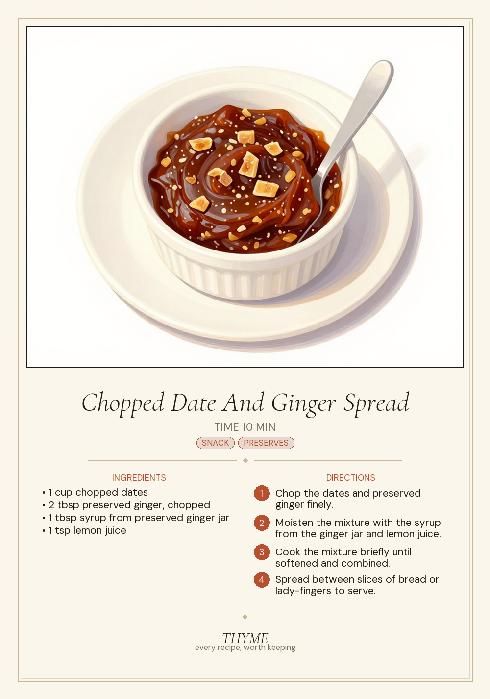 Chopped Date And Ginger Spread