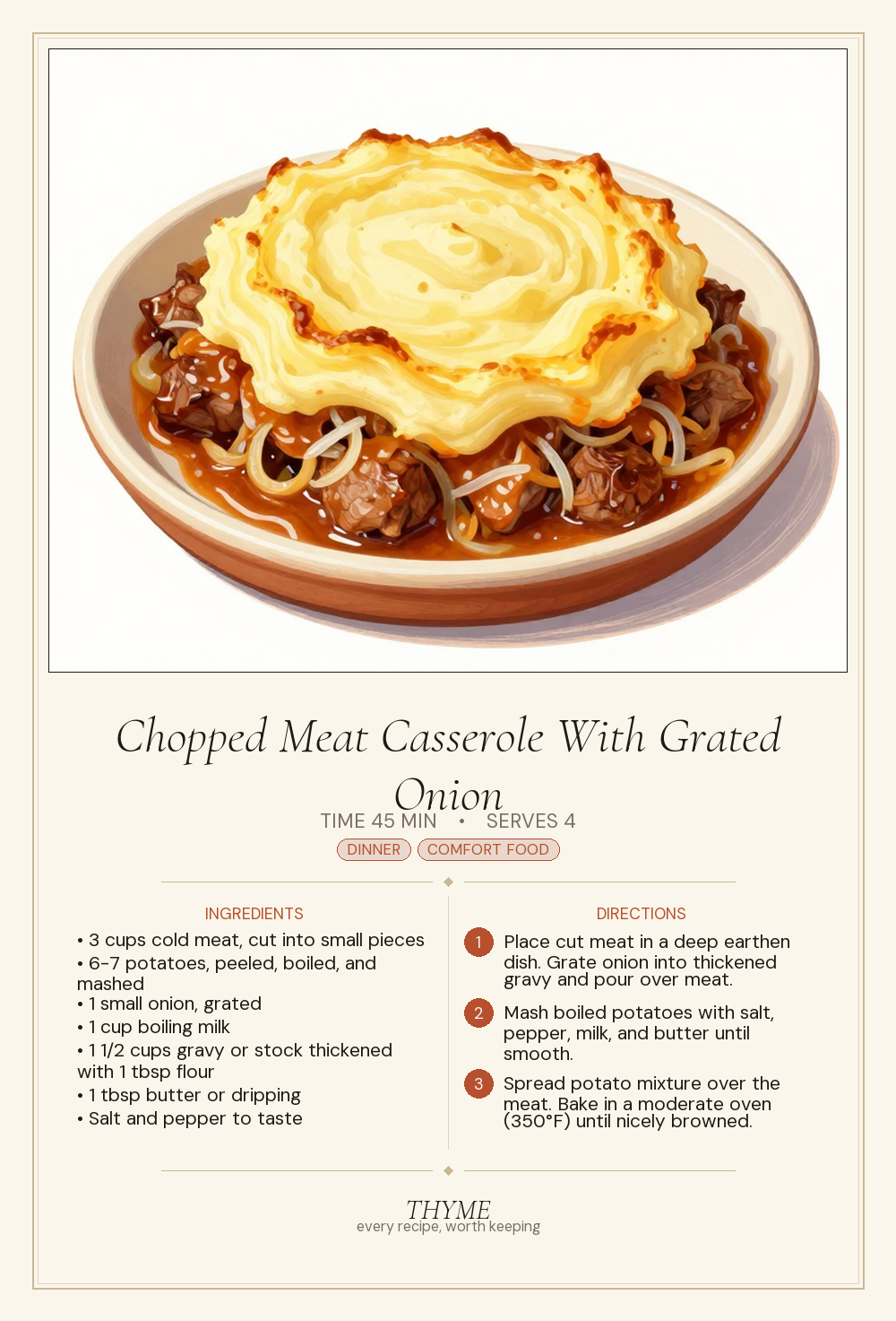 Chopped Meat Casserole With Grated Onion