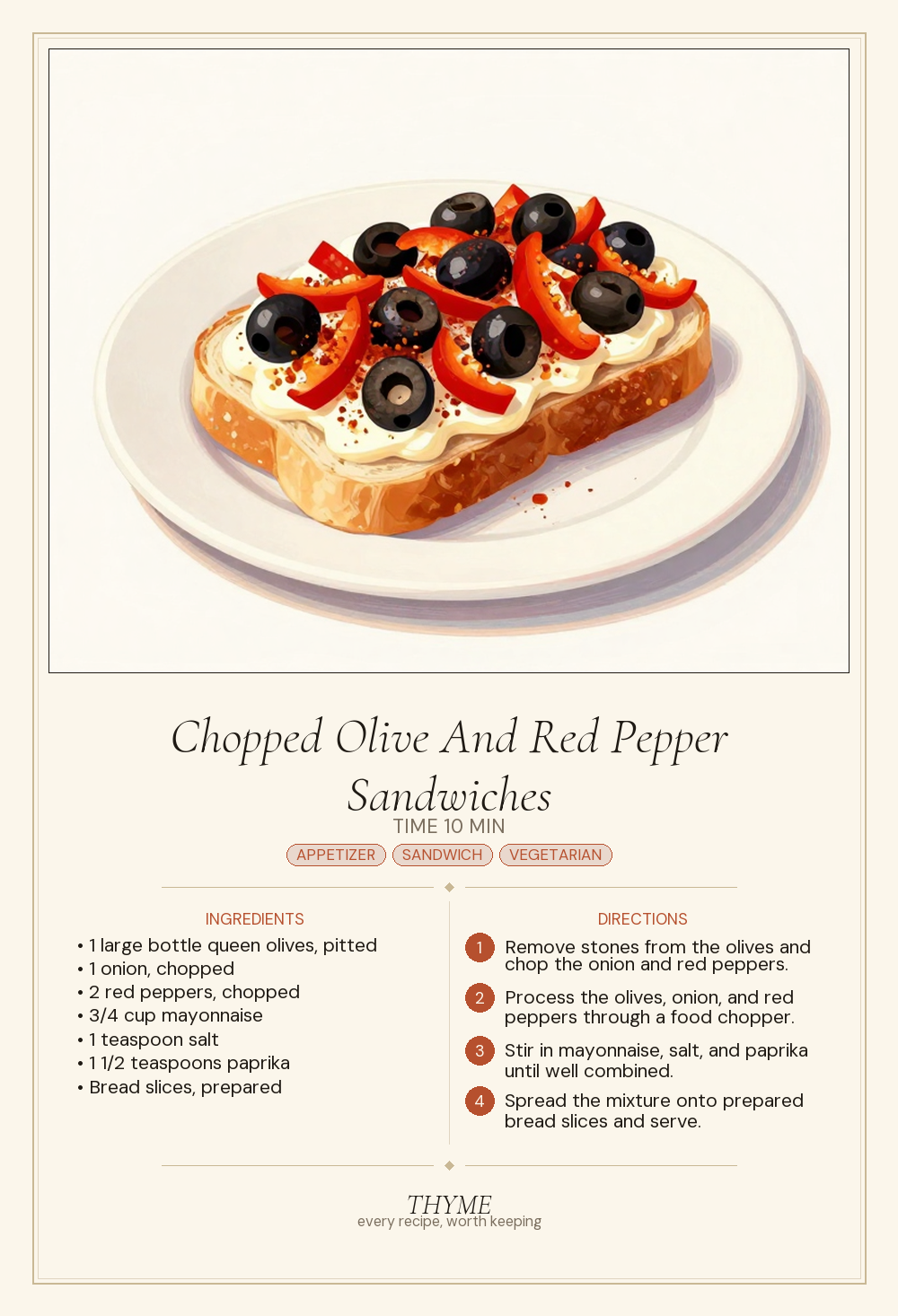 Chopped Olive And Red Pepper Sandwiches