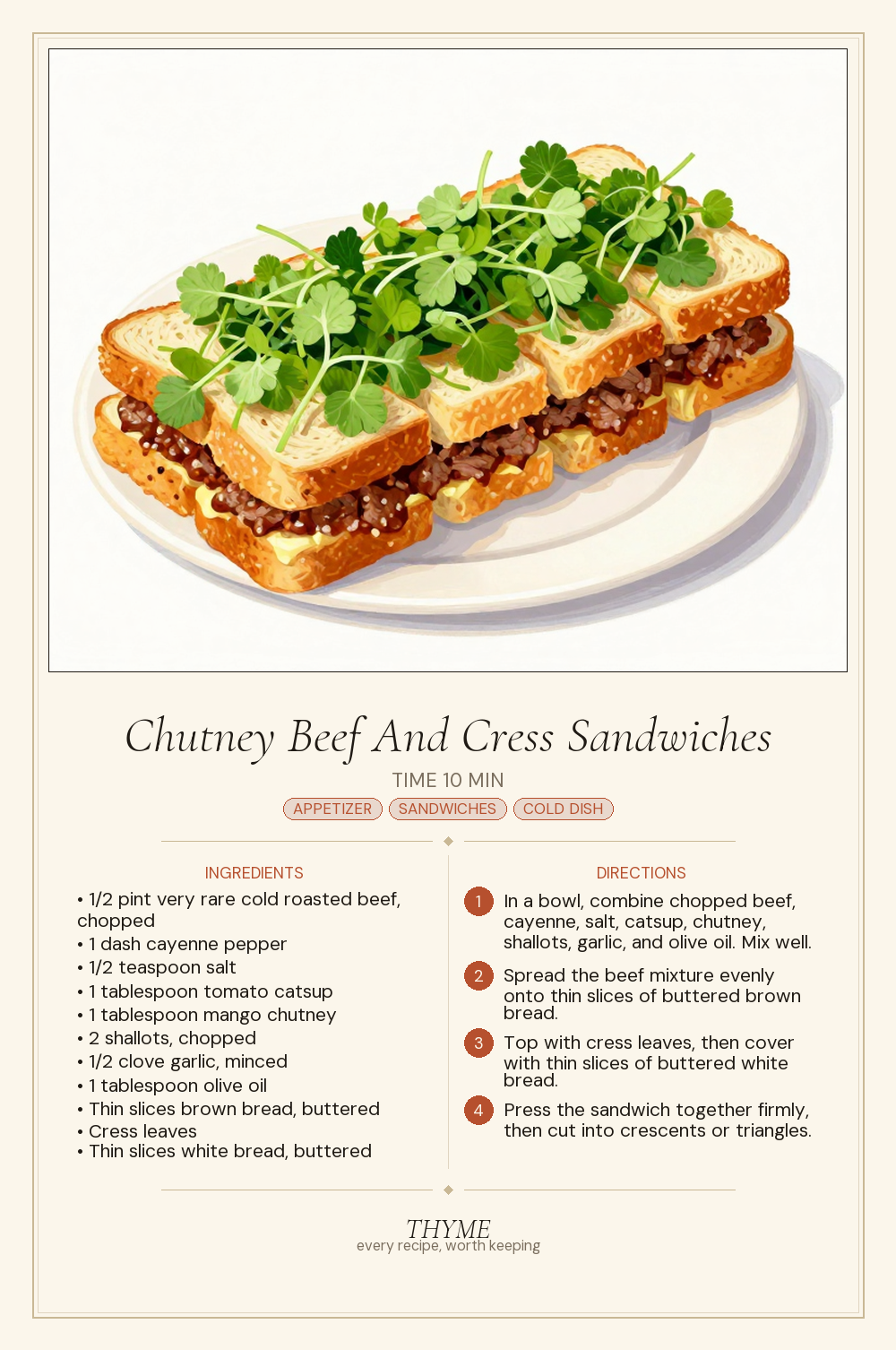 Chutney Beef And Cress Sandwiches