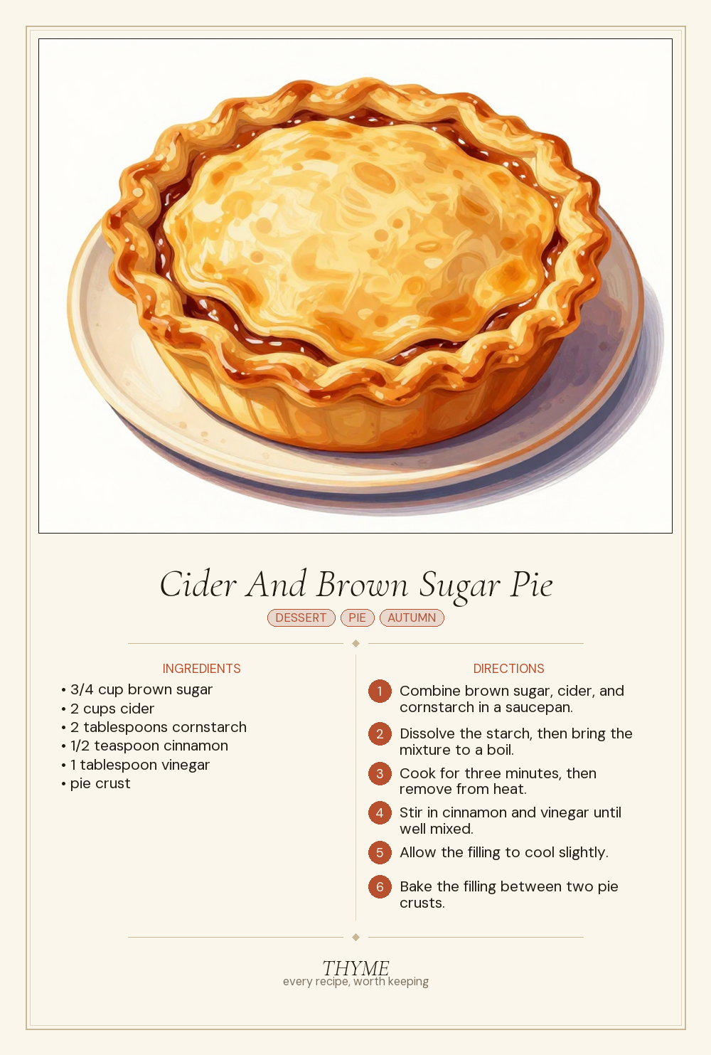 Cider And Brown Sugar Pie