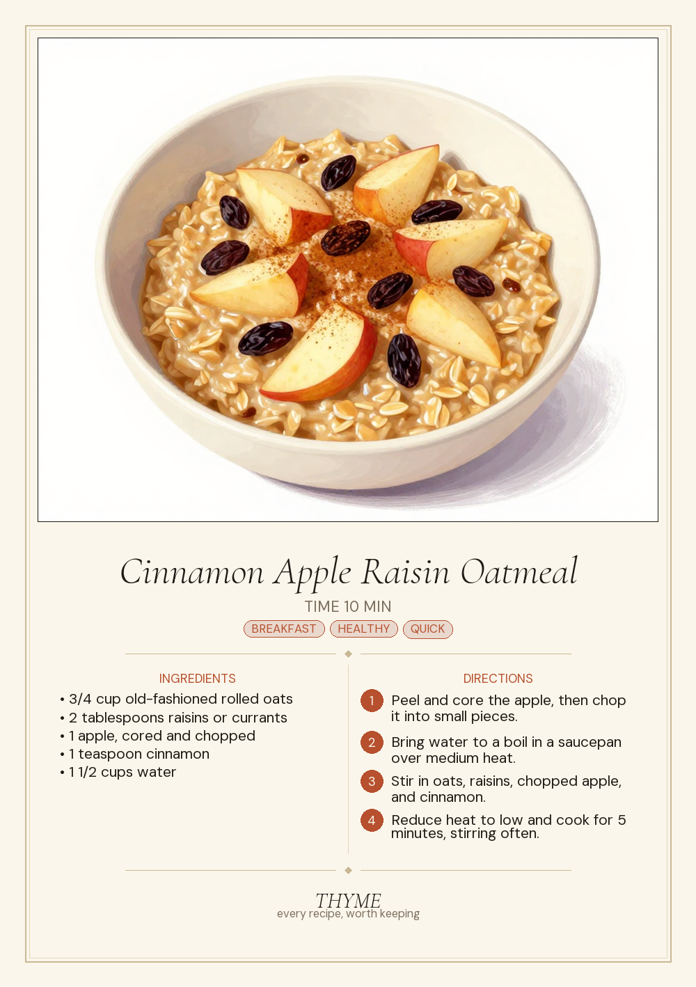Cinnamon Apple Raisin Oatmeal