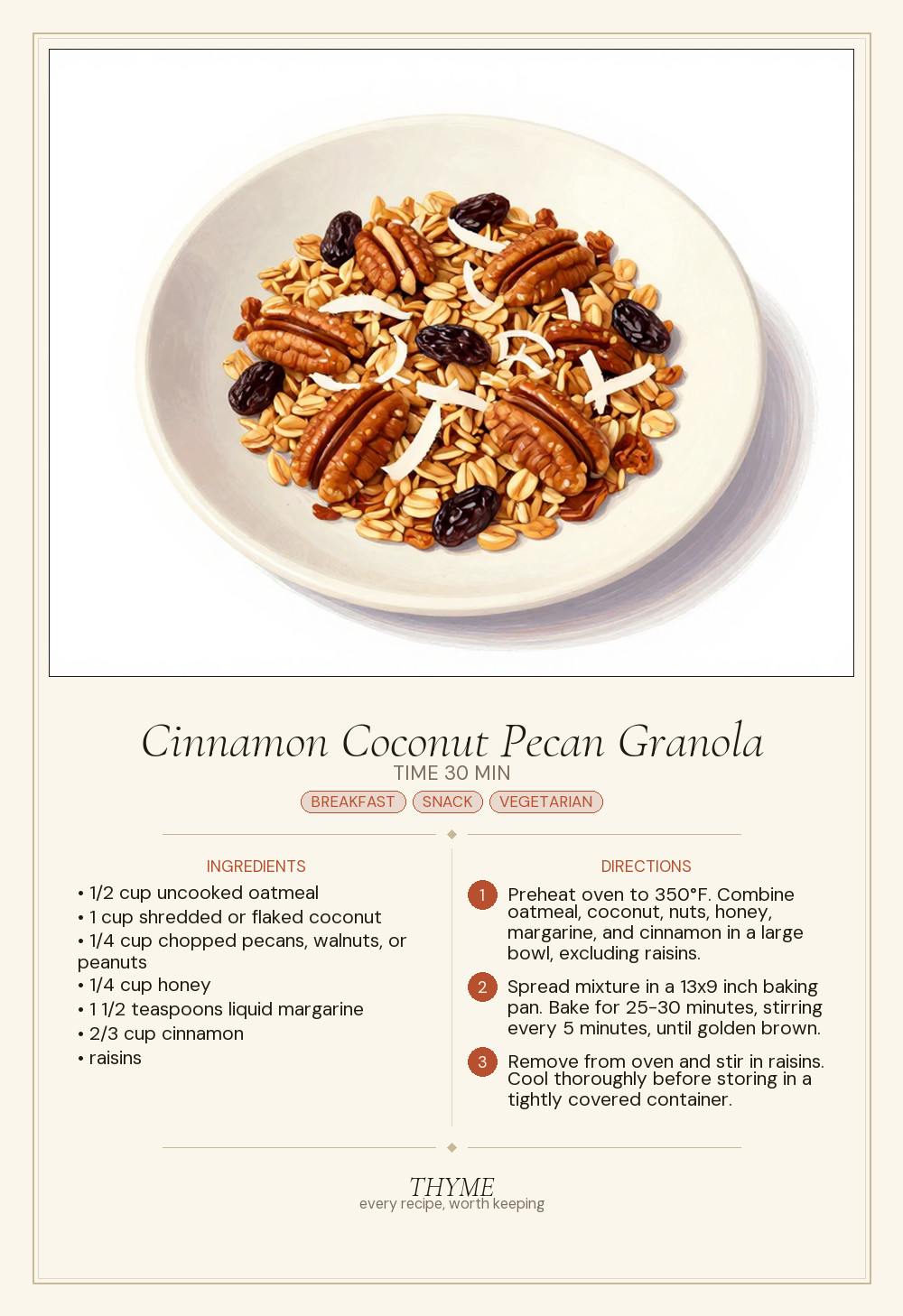 Cinnamon Coconut Pecan Granola