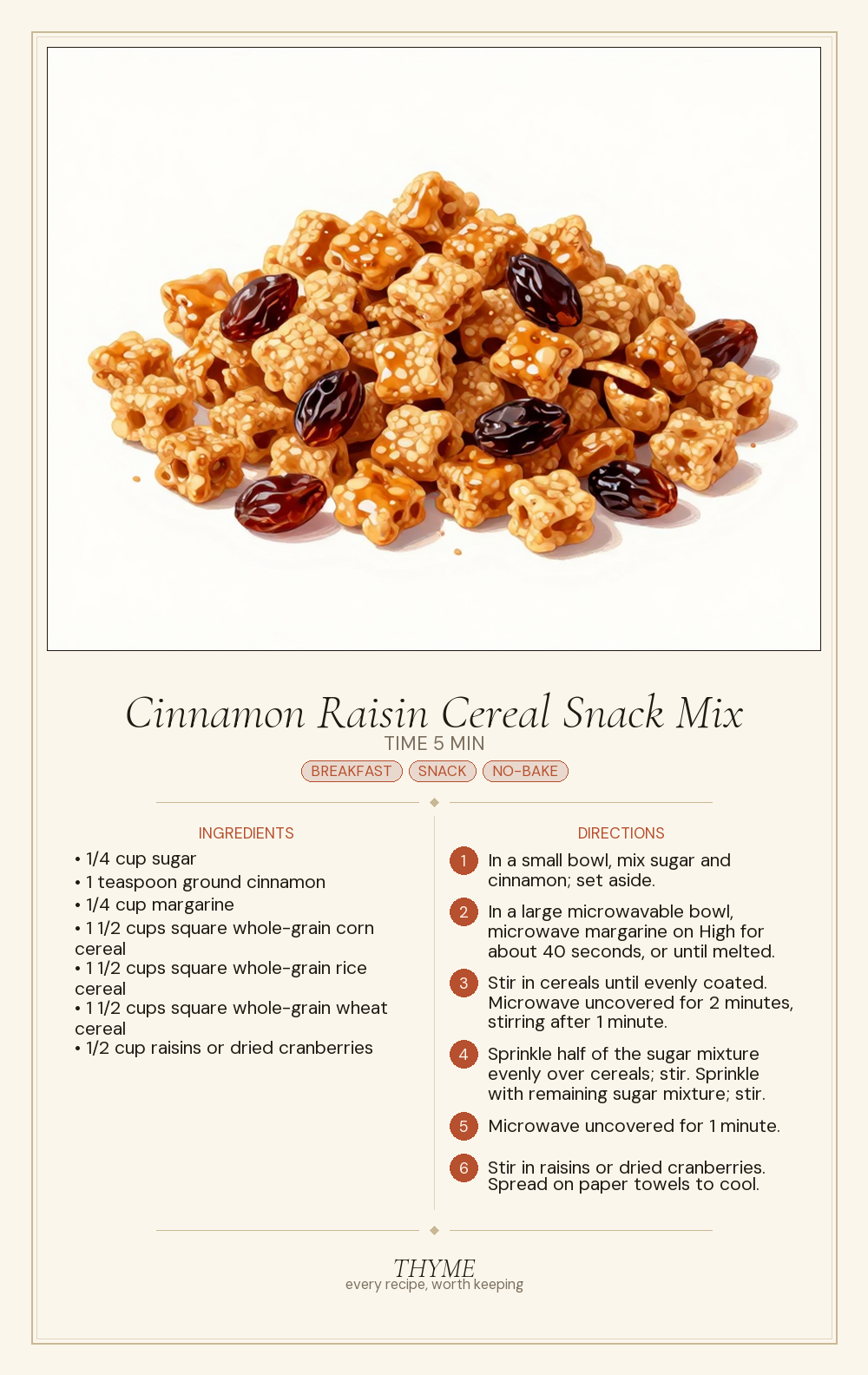 Cinnamon Raisin Cereal Snack Mix