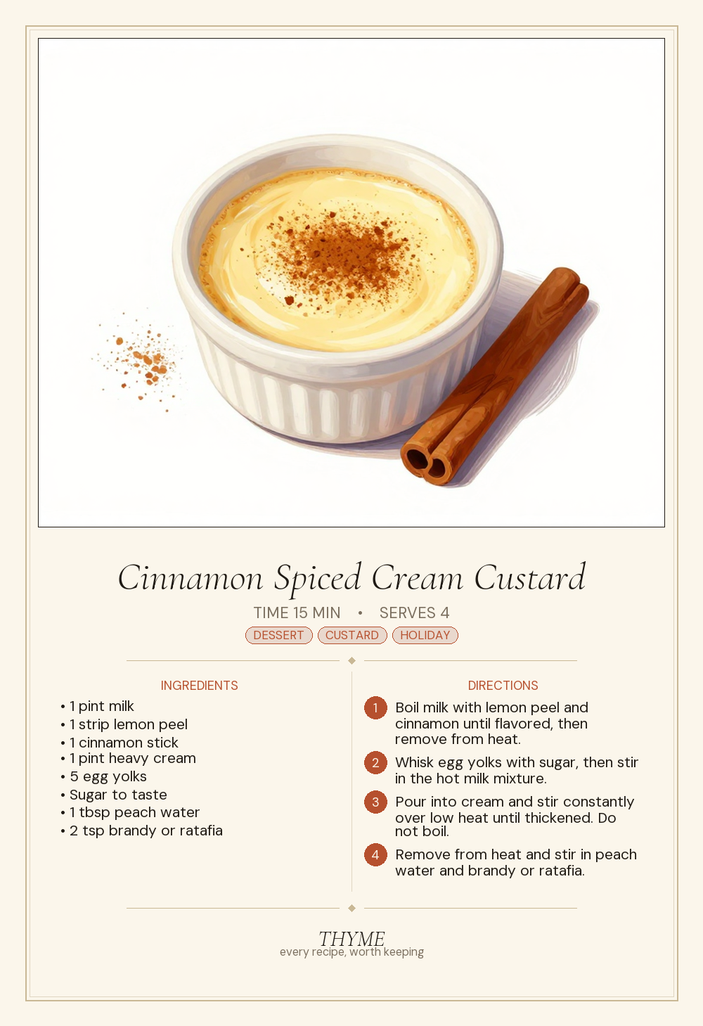 Cinnamon Spiced Cream Custard