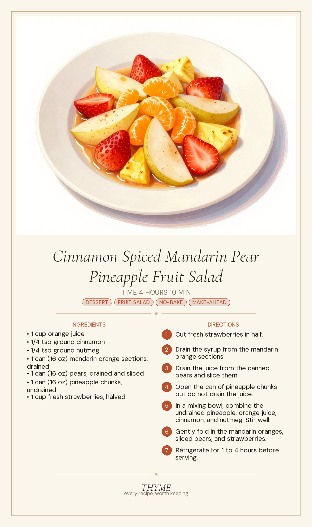 Cinnamon Spiced Mandarin Pear Pineapple Fruit Salad