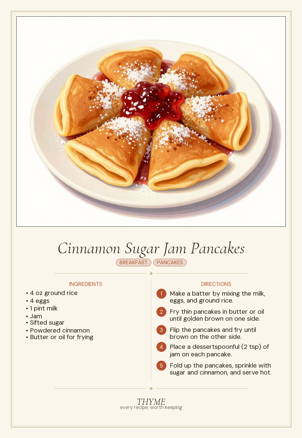 Cinnamon Sugar Jam Pancakes