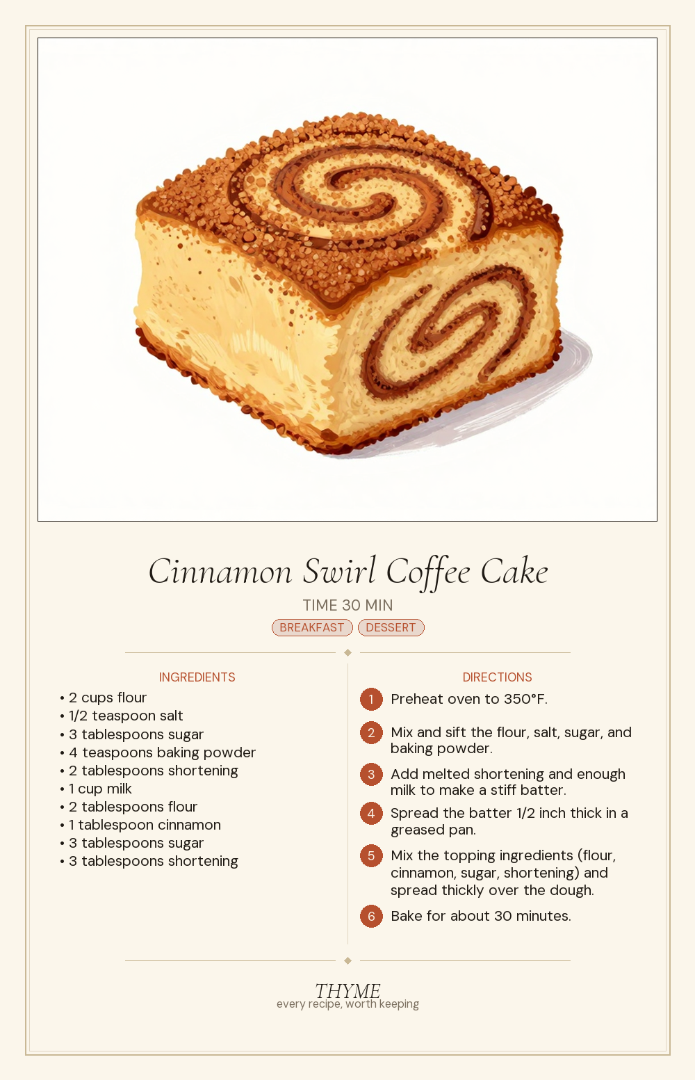 Cinnamon Swirl Coffee Cake