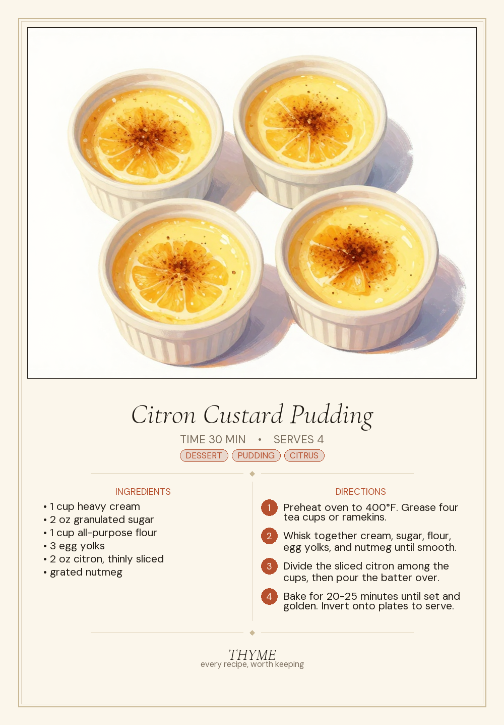 Citron Custard Pudding